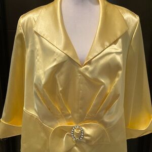Elegant Yellow Satin Women's Top